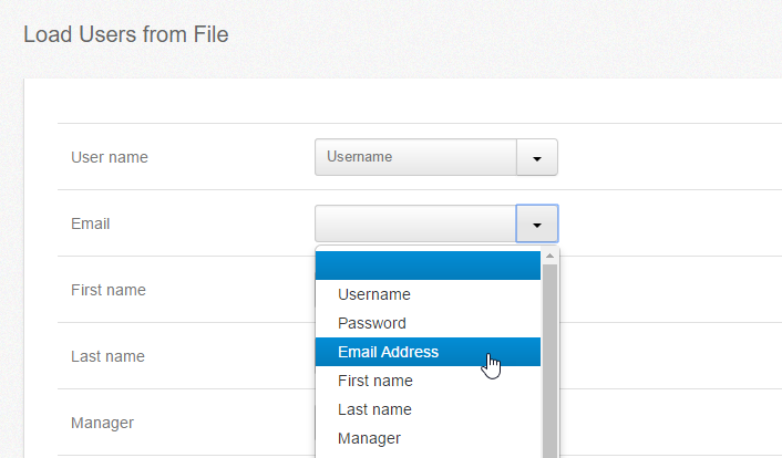 the screen for mapping fields to user details