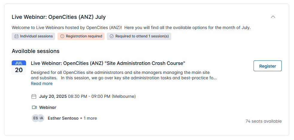 register button in the catalog