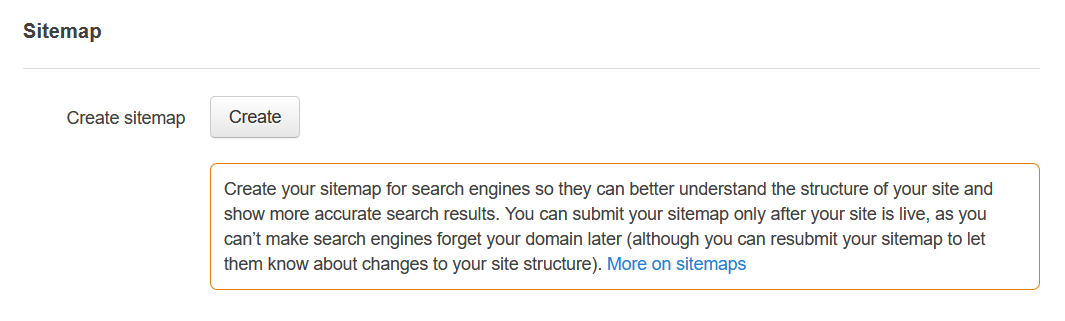 the create sitemap button in the site overview tab