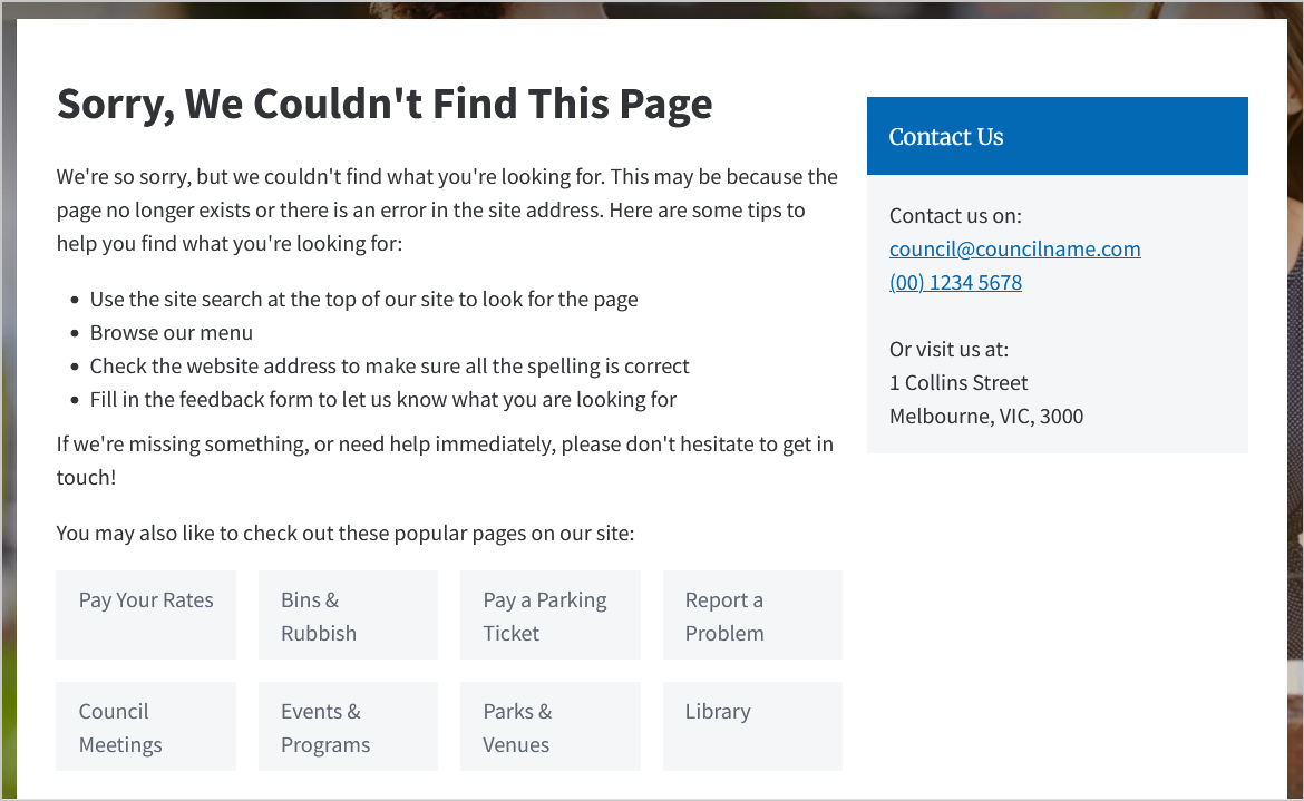 an example of an error page