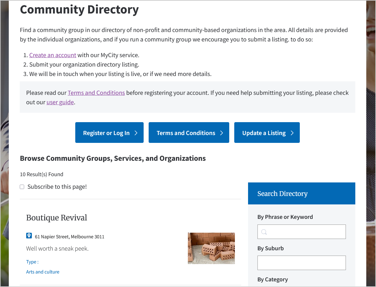 my city instructions are in the main text editor on the listing page