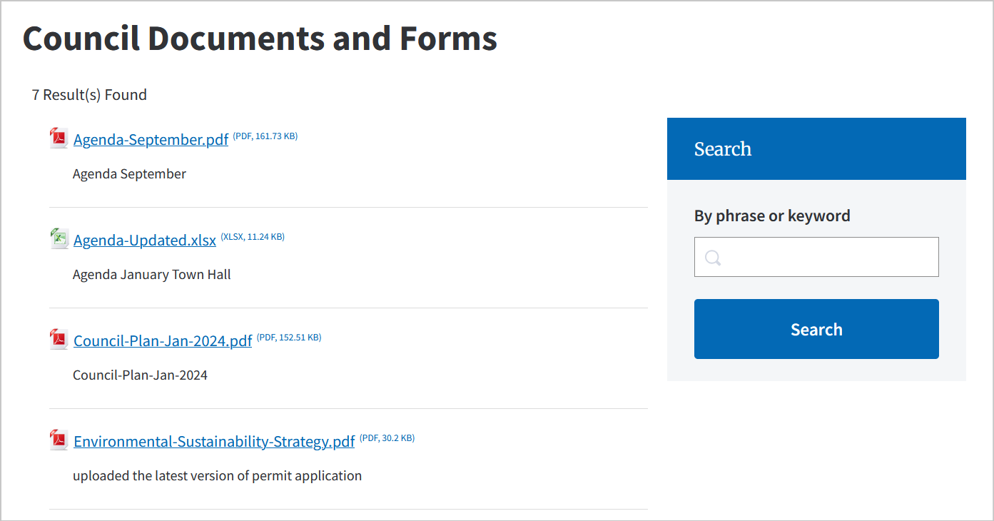 flat list view on a live page
