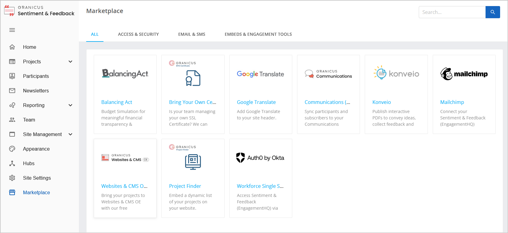The CMS OE connector tile in the marketplace