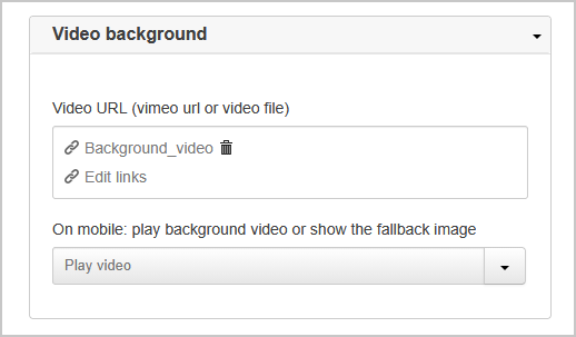 video background fields that allow the video selection