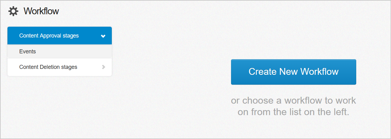 The create a new workflow button is in the middle of the workflows screen