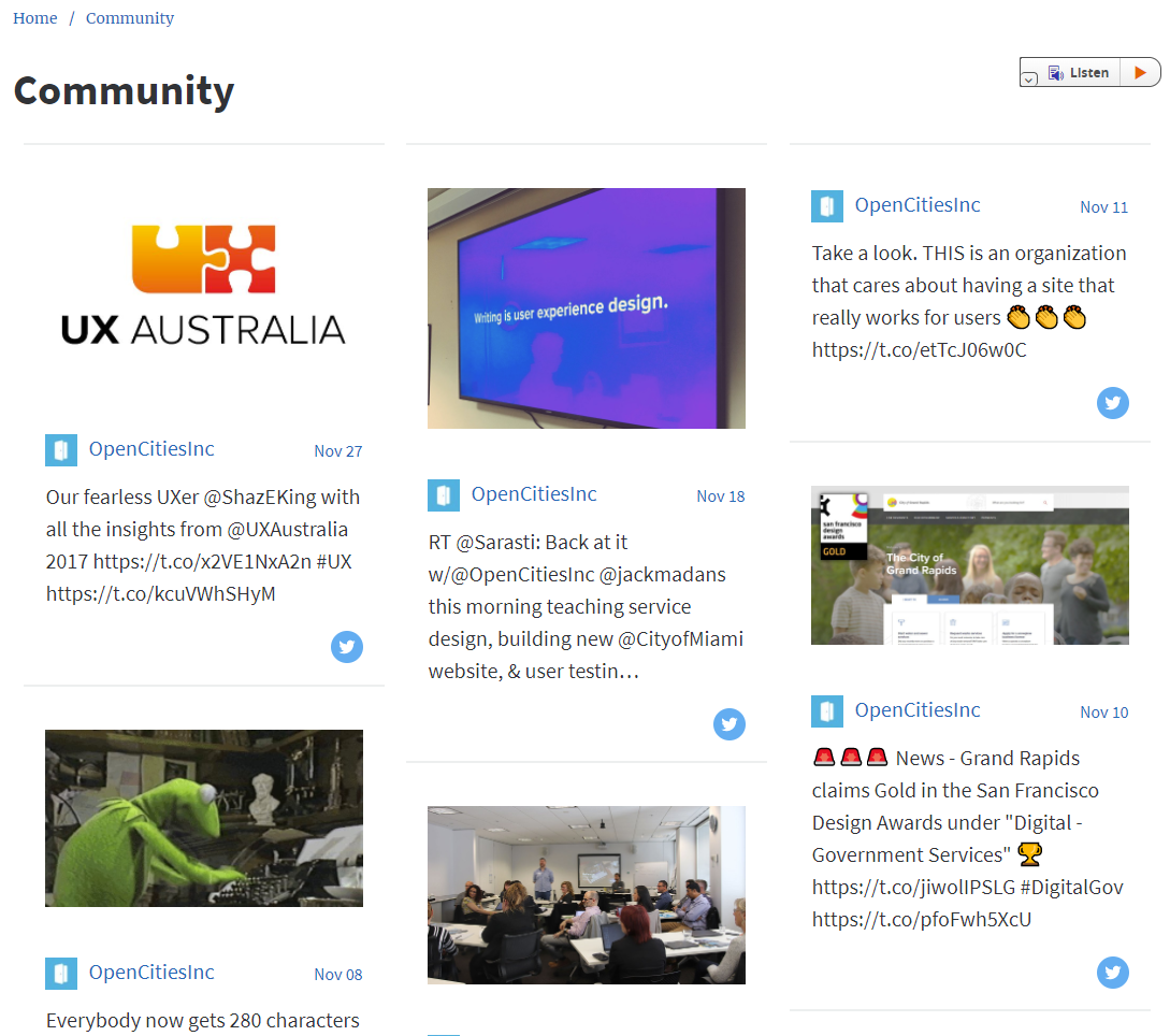 A legacy twitter feed embedded on a webpage