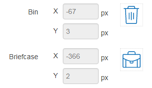 icons with coordinates in the theme builder