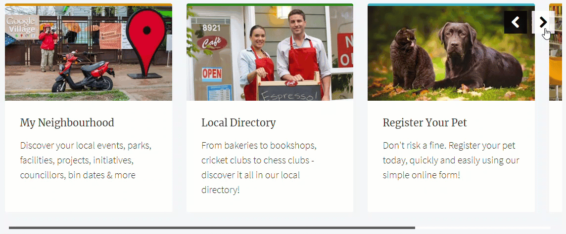 Swipe with your finger or click the navigation arrows to move through the slideshow.