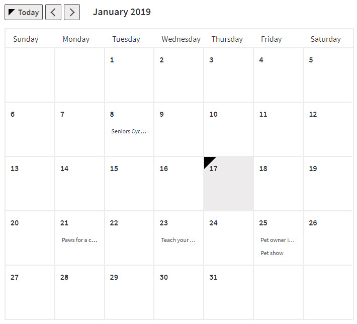 A calendar for January.