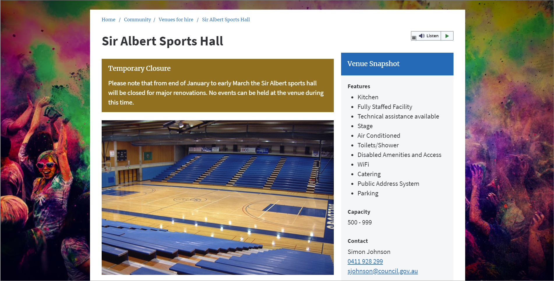 A full-width image on a content page