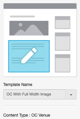 Template menu on a venue page
