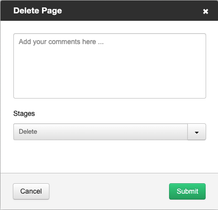 The deletion submission menu