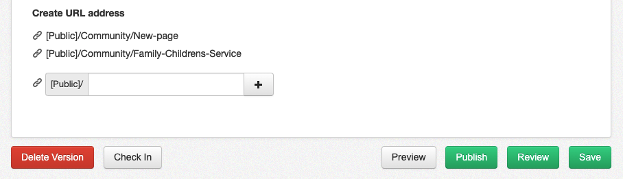 The create URL address field in the settings tab