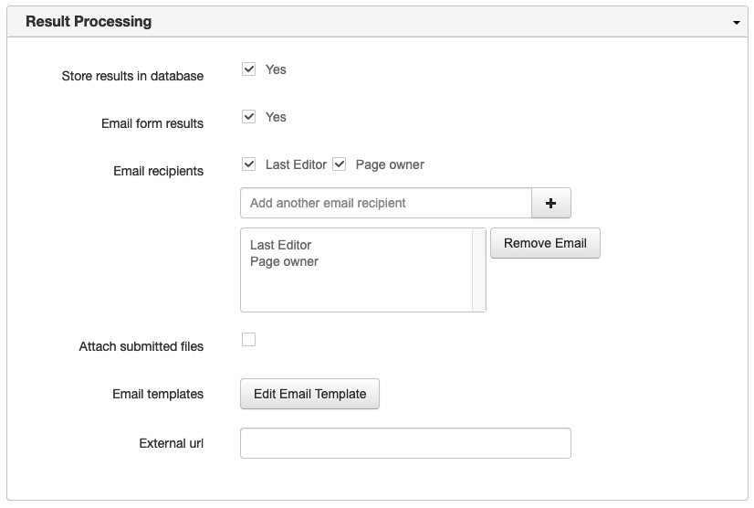 the results processing menu