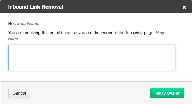 the Notify Owner email message