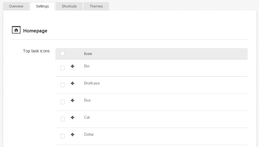icon names in site management