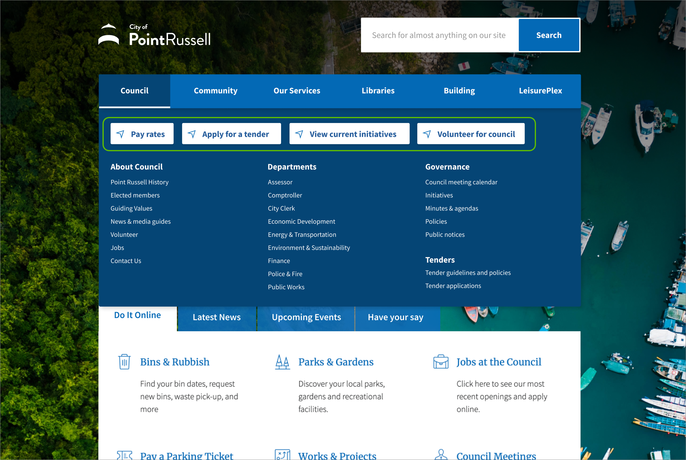 top tasks in a mega menu