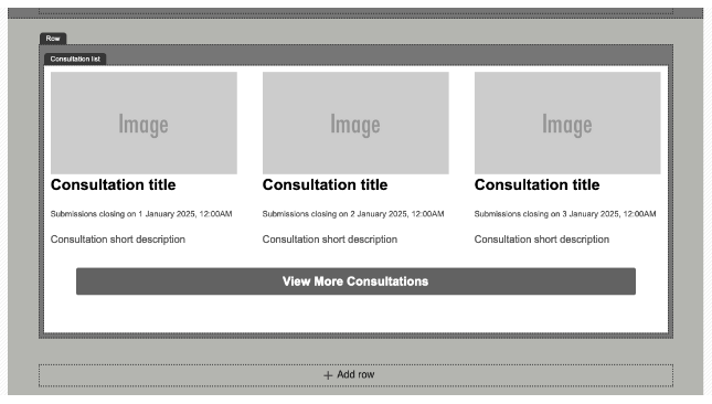 Consultation row for homepage