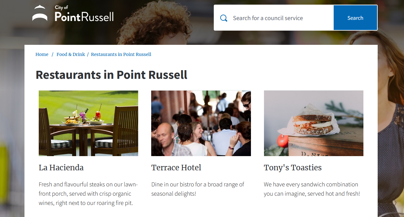 a content list of restaurants